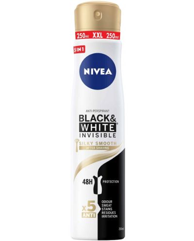 Nivea Спрей дезодорант Black & White, Silky Smooth, 250 ml - 1