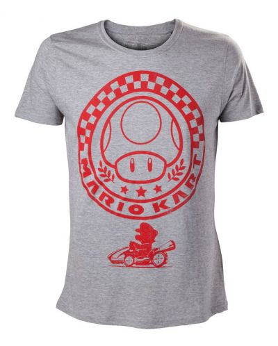 Тениска Nintendo - Mushroom Mario Kart, сива, размер L - 1
