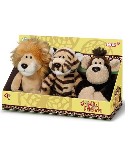 Комплект плюшени играчки Nici Wild Friends - Лъв, Тигър, Маймуна - 1