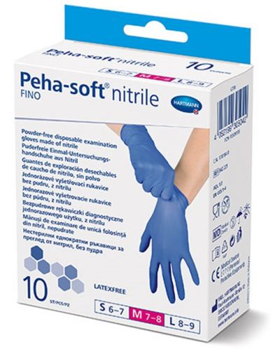 Peha-soft nitrile fino Нитрилни ръкавици, размер М, 10 броя, Hartmann - 1
