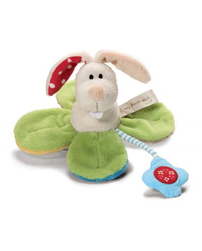 Плюшена бебешка играчка My First Nici – Зайче върху цветче - 1