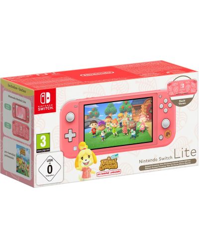Nintendo Switch Lite - Coral, Animal Crossing: New Horizons Bundle - Isabelle's Aloha Edition - 1