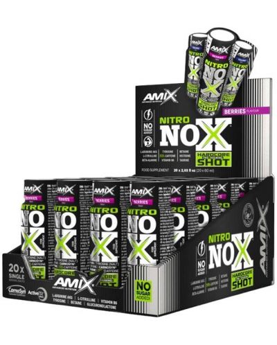 Nitro Nox Shot Box, горски плодове, 20 шота x 60 ml, Amix - 1