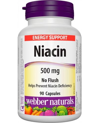 Niacin, 500 mg, 90 капсули, Webber Naturals - 1