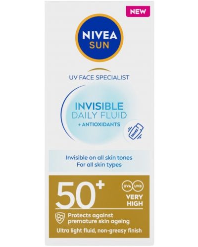Nivea Sun Слънцезащитен флуид за лице Invisible Daily, SPF 50+, 40 ml - 3