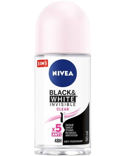 Nivea Рол-он против изпотяване Black & White, Clear, 50 ml - 1