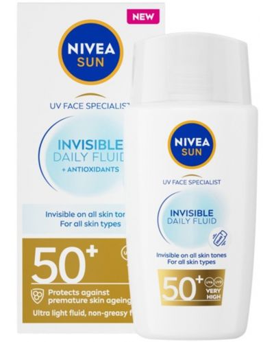 Nivea Sun Слънцезащитен флуид за лице Invisible Daily, SPF 50+, 40 ml - 2