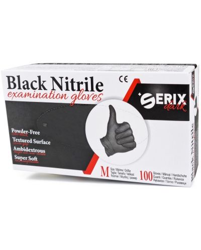 Dark Нитрилни ръкавици, черни, размер M, 100 броя, Serix - 1
