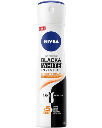Nivea Спрей дезодорант Black & White, Ultimate Impact, 150 ml - 1