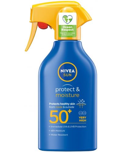 Nivea Sun Слънцезащитен спрей Protect & Moisture, SPF 50+, 270 ml - 1