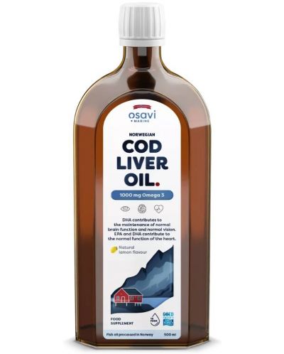 Norwegian Cod Liver Oil, 1000 mg, лимон, 500 ml, Osavi - 1