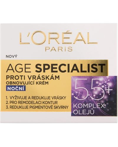 L'Oréal Age Specialist Нощен крем за лице, 55 +, 50 ml - 1