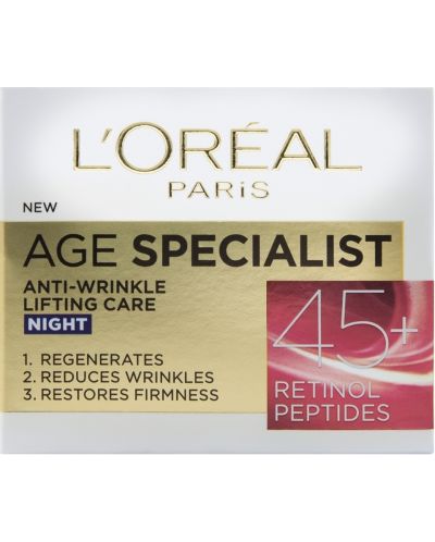 L'Oréal Age Specialist Нощен крем за лице, 45 +, 50 ml - 1