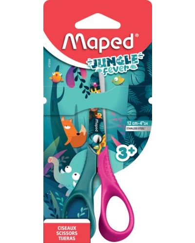 Ножица Maped Jungle Fever - 12 cm, розова - 1