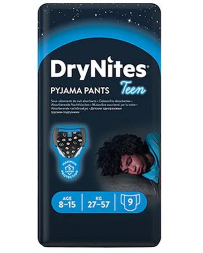 Нощни пелени гащи Huggies Drynites - За момче, 8-15 години, 27-57 kg, 9 броя - 1