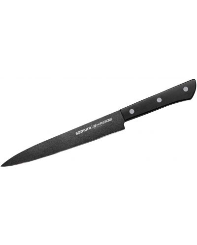 Нож за рязане на слайсове Samura - Shadow, 19.6 cm, черно незалепващо покритие - 1