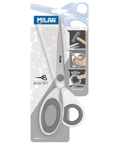 Ножица Milan - Soft, 22 cm, бяла - 1