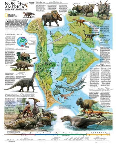 Пъзел New York Puzzle от 500 части - Динозаври, Северна Америка - 1