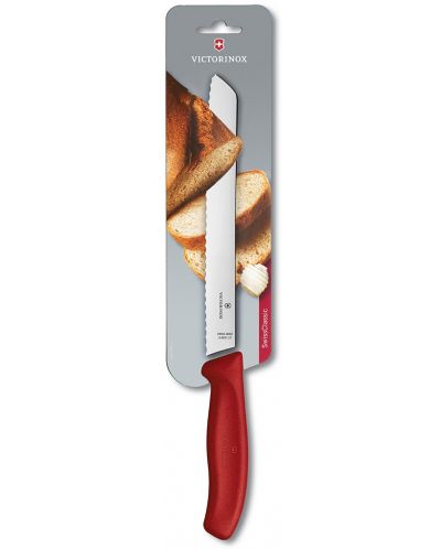 Нож за хляб с назъбено острие Victorinox - Swiss Classic, 21 cm, червен - 2