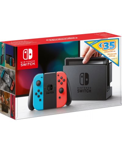 Nintendo Switch - Red &amp; Blue + еShop ваучер за 35 EUR - Summer Digital Bundle