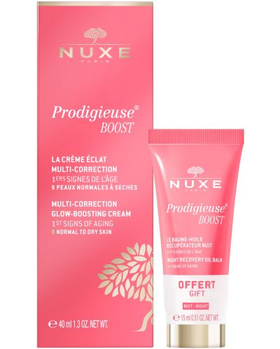 Nuxe Prodigieuse Boost Комплект - Копринен крем и Нощен балсам, 40 + 15 ml (Лимитирано) - 1