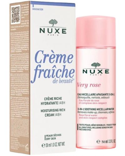 Nuxe Crème Fraiche & Very Rose Комплект - Богат крем и Мицеларна вода, 30 + 50 ml (Лимитирано) - 1