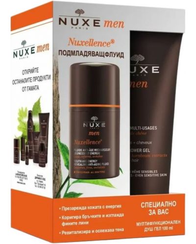 Nuxe Men Комплект - Подмладяващ флуид и Душ гел, 50 + 100 ml (Лимитирано) - 1