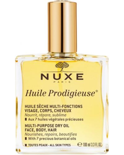 Nuxe Huile Prodigieuse Сухо масло за лице, коса и тяло, 100 ml + Рол-он със златисти частици, 8 ml - 2