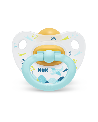 Биберон залъгалка Nuk - Happy Kids, каучук, над 18 месеца, синя, с кутийка