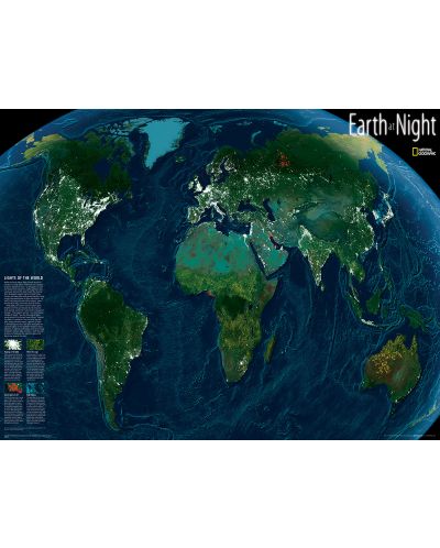 Пъзел New York Puzzle от 1000 части - Земята през нощта - 1