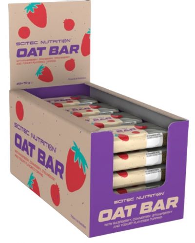 Oat Bar Овесени барове, йогурт с горски плодове, 20 броя, Scitec Nutrition - 1