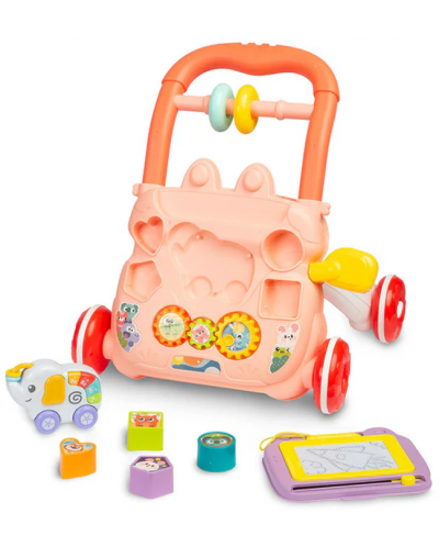 Образователна проходилка Caretero Toyz - Zoo Pusher, розова - 3