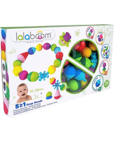 Образователна играчка Lalaboom - Baby Pop Beads, 36 части - 3