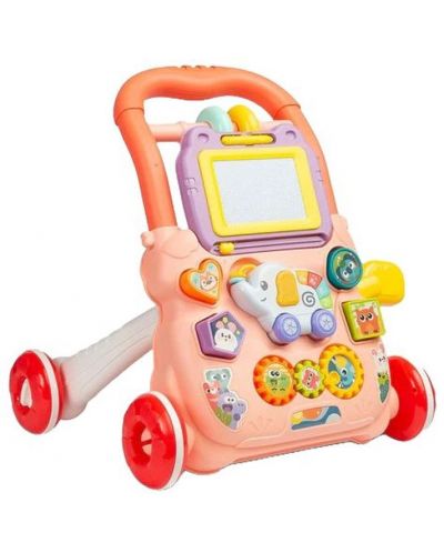 Образователна проходилка Caretero Toyz - Zoo Pusher, розова - 1