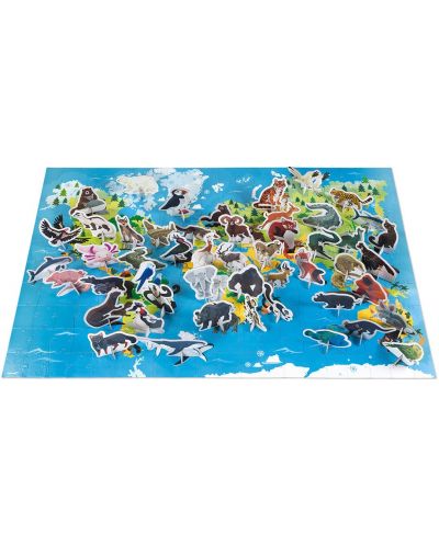 отива към Пъзели-Образователен пъзел Janod - Застрашени животни, 200 части - 2