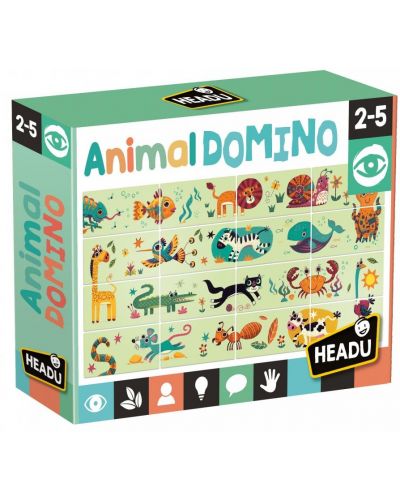 Образователна игра Headu Montessori - Домино с животни - 1