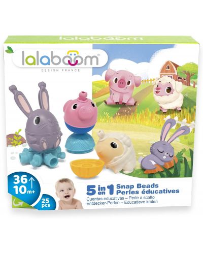 Образователна играчка Lalaboom - Селскостопански животни, 25 части - 1