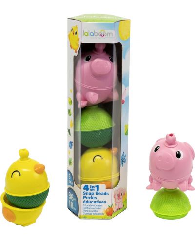 Образователна играчка Lalaboom - Farm Animal Tube Pig and Chick, 6 части - 1