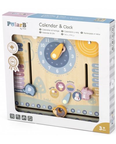 Образователна игра Viga - Календар с часовник, PolarB - 1