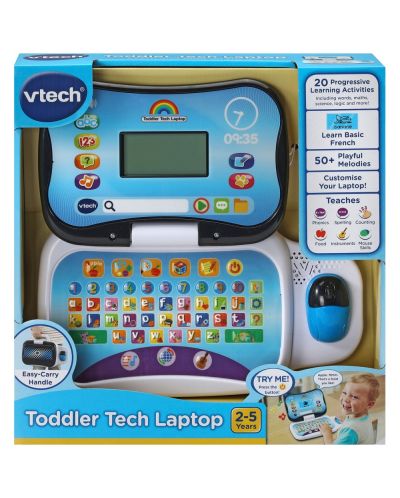 Образователна играчка Vtech - Лаптоп, син (на английски език) - 1
