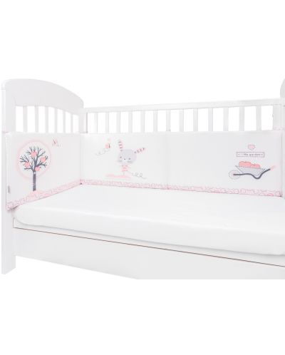 Обиколник за бебешко легло KikkaBoo - с дунапрен, 210 cm, Pink Bunny - 1