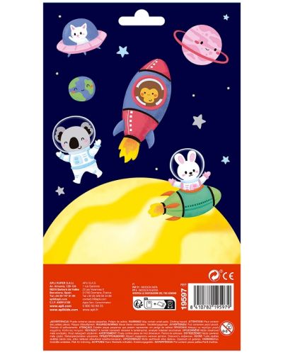 Обемни стикери Apli Kids - Животни космонавти, 23 броя - 2