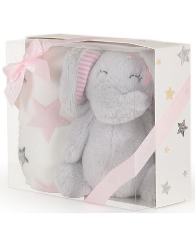 Одеяло с играчка Cangaroo - Elephant, pink, 90 x 75 cm  - 3