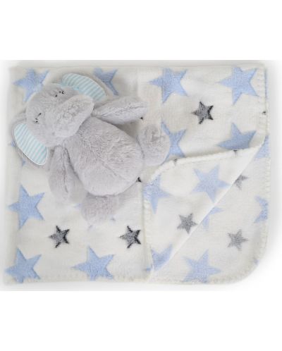 Одеяло с играчка Cangaroo - Elephant, blue, 90 x 75 cm, синьо - 1