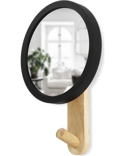 Огледало за стена със закачалка Umbra - Hub, натурално - 2