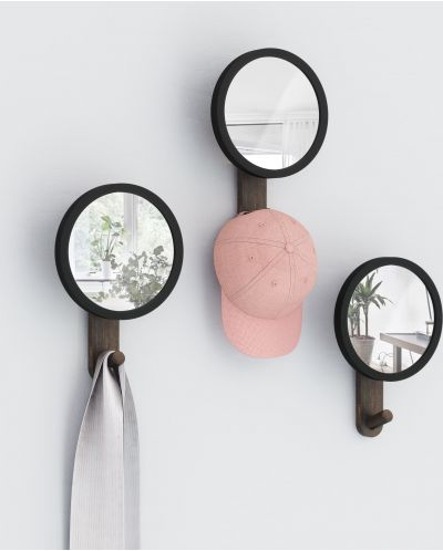 Огледало за стена със закачалка Umbra - Hub, натурално - 8