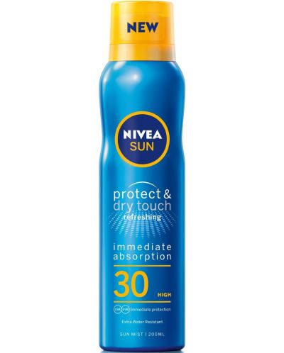 Nivea Sun Слънцезащитен охлаждащ спрей Protect & Dry Touch, SPF30, 200 ml - 1