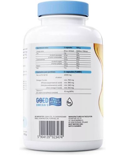 Omega-3 Fish Oil, 1000 mg, 180 гел капсули, Osavi - 2