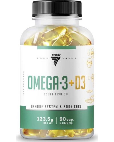 Omega-3 + D3, 90 капсули, Trec Nutrition - 1