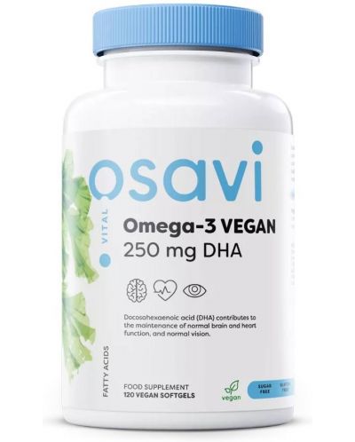 Omega-3 Vegan, 250 mg DHA, 120 гел капсули, Osavi - 1